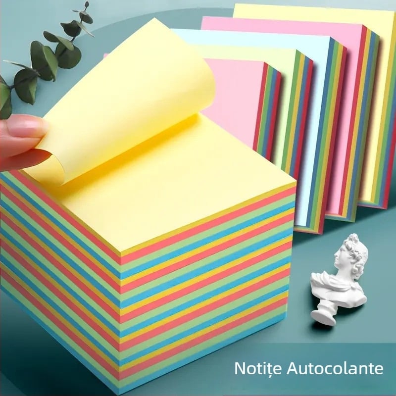 Note colorate lipicioase pentru elevii din învățământul primar, benzi de hârtie pentru notițe cu adeziv, etichete autoadezive