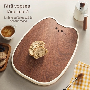 Plaçă de tăiat din lemn de abanos, cu design în stil desen animat, potrivită pentru contactul cu alimente, antifungică, groasă și durabilă, pentru tăiat carne și oase