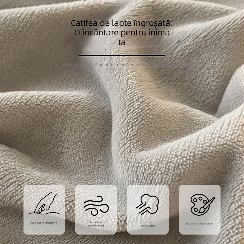 Set cearșafuri elastice din velur de lapte, captusite cu fleece, gros pentru pat 1,2 m – trei piese