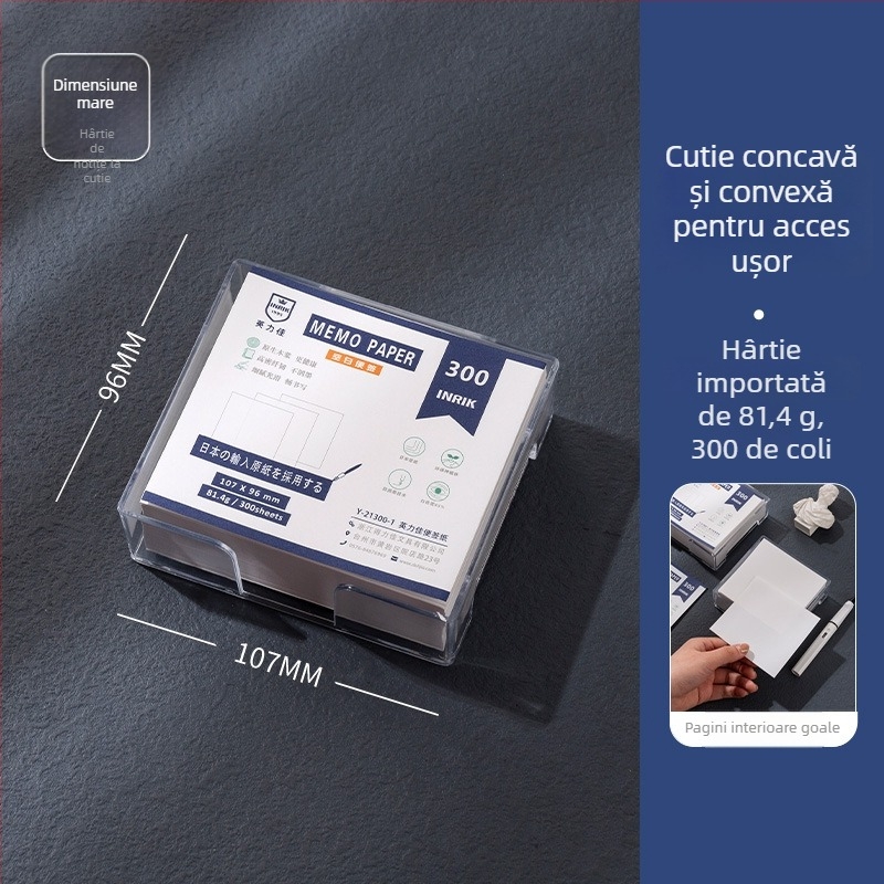 inrik Bloc de notițe fără adeziv în cutie – hârtie pentru notițe și hârtie de schițe, portabil