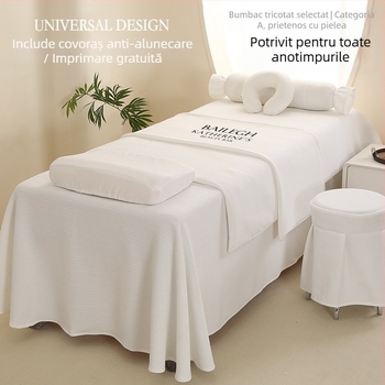 Set de huse pentru pat din bumbac tricotat, culoare solidă, patru piese, pentru salon de înfrumusețare și masaj