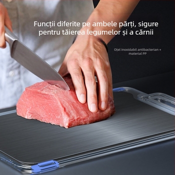 Tocător mare din oțel inoxidabil 304, cu două fețe, pentru bucătărie și fructe, rezistent la mucegai