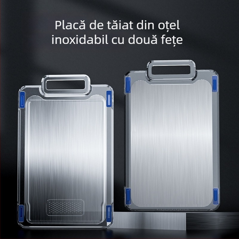 Tocător mare din oțel inoxidabil 304, cu două fețe, pentru bucătărie și fructe, rezistent la mucegai