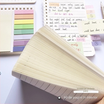 Caiet cu foi detașabile și note adezive, extensibil, multifuncțional, pentru studenți, design elegant