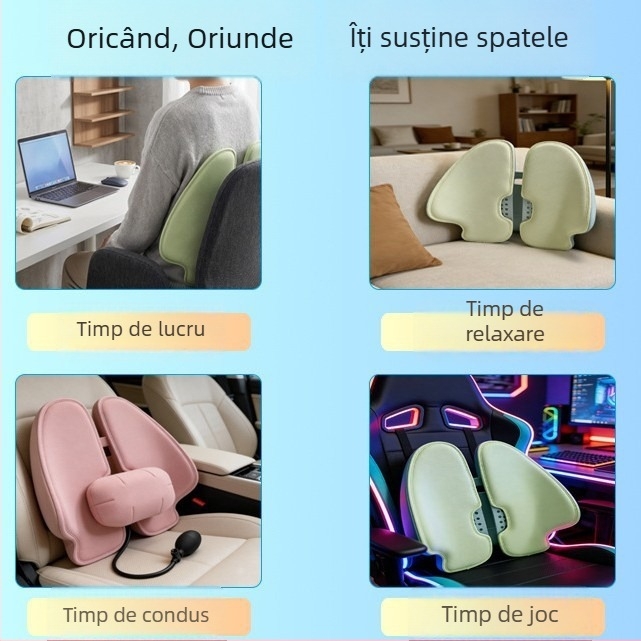 Perne lombare ergonomice pentru birou, suport pentru spate cu spumă cu memorie