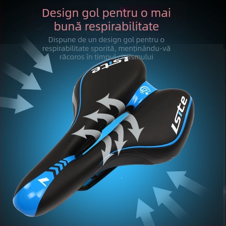 Șa de bicicletă pentru munte cu pernă din silicon și spumă cu memorie, îngroșată, pentru sport și curse