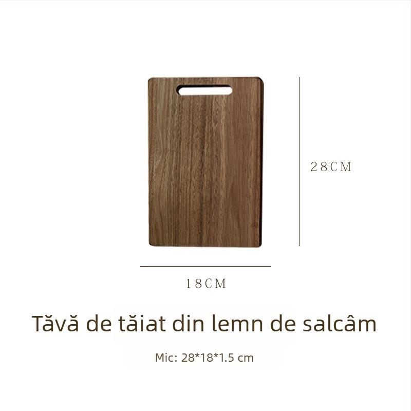 Tocător din lemn de acacia cu mâner, portabil, cu față dublă, tavă din lemn pentru bucătărie și restaurante