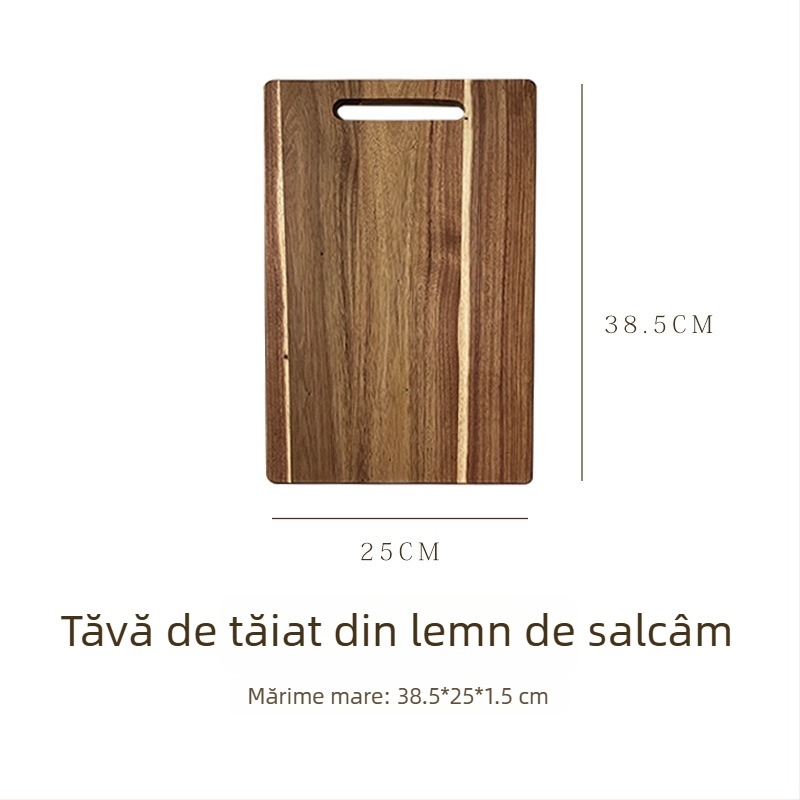 Tocător din lemn de acacia cu mâner, portabil, cu față dublă, tavă din lemn pentru bucătărie și restaurante