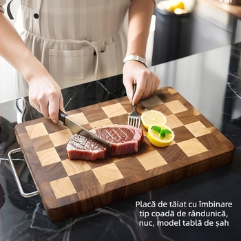 Tocător din lemn masiv cu îmbinare mortise-tenon, cu două fețe, pentru fructe și legume.