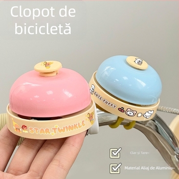 Clopoțel pentru ghidonul bicicletei, sunet foarte puternic, design drăguț în stil desen animat, valoare estetică înaltă, universal pentru trotinete și biciclete de echilibru, acționat manual