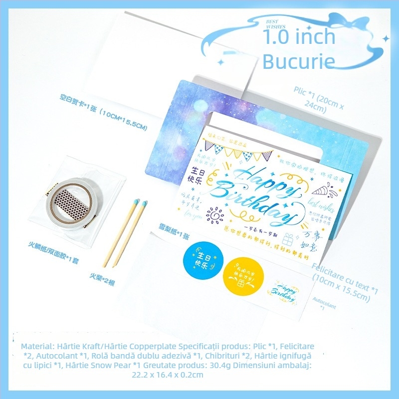 Yu Xian Set materiale felicitare – Seria Cadou de Un An, DIY creativ cu chibrite pentru felicitări de ziua de naștere