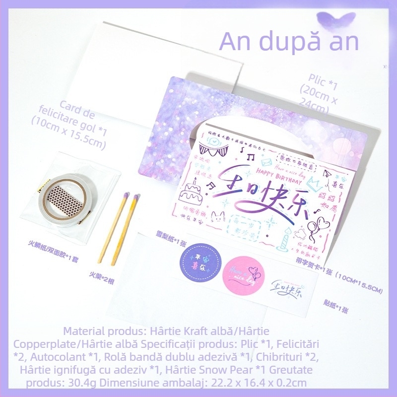 Yu Xian Set materiale felicitare – Seria Cadou de Un An, DIY creativ cu chibrite pentru felicitări de ziua de naștere