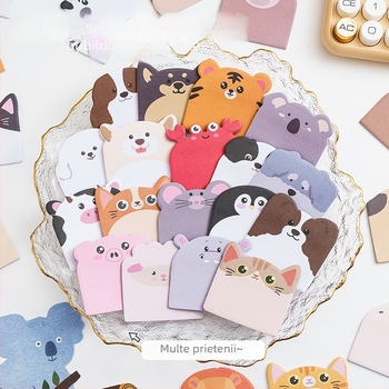 Set de notițe autoadezive cu animale mici, personaje de desene animate drăguțe, forme neregulate, cu adeziv, personalizabile pe hârtie de înaltă calitate