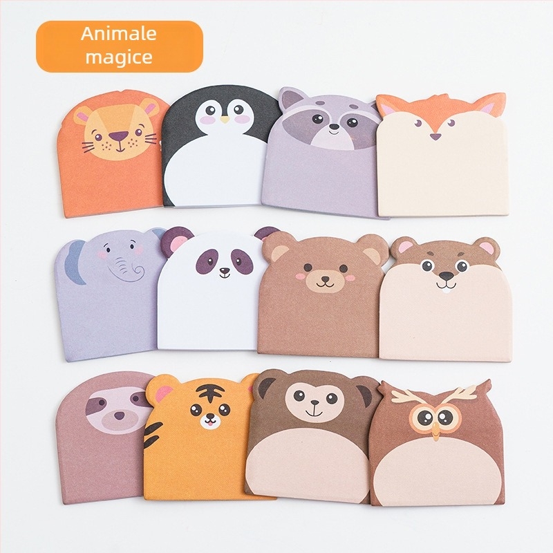 Set de notițe autoadezive cu animale mici, personaje de desene animate drăguțe, forme neregulate, cu adeziv, personalizabile pe hârtie de înaltă calitate