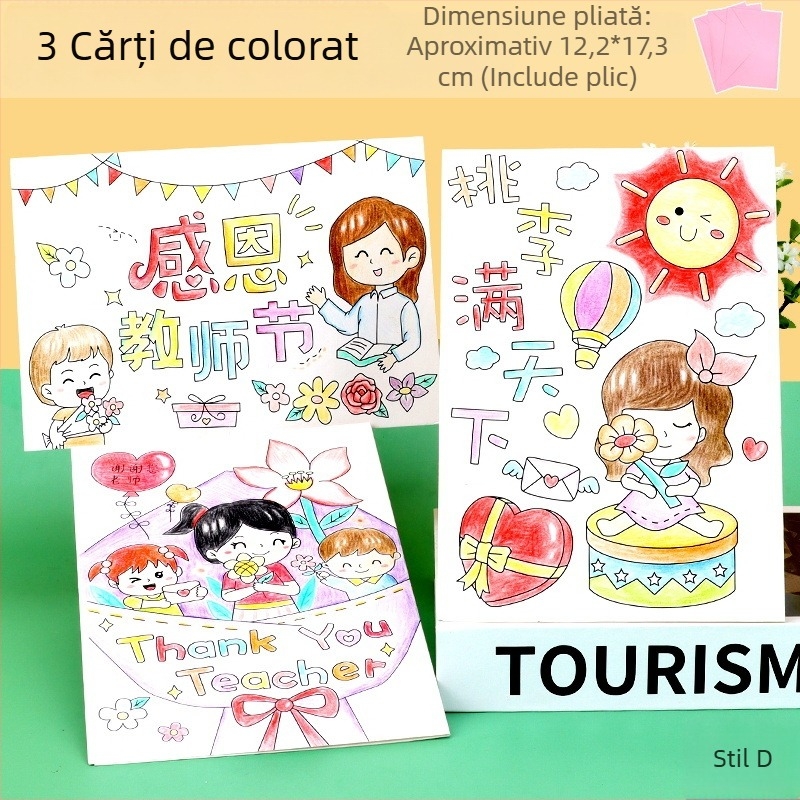 Carte de Ziua Mamei colorată — Kit DIY de cadou pentru profesori, realizat de copii de la grădiniță