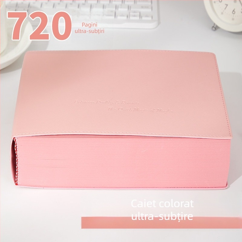 Noul caiet gros de 720 pagini cu blocuri colorate, jurnal gol pentru elevi, notebook ultra gros pentru desen și luat notițe