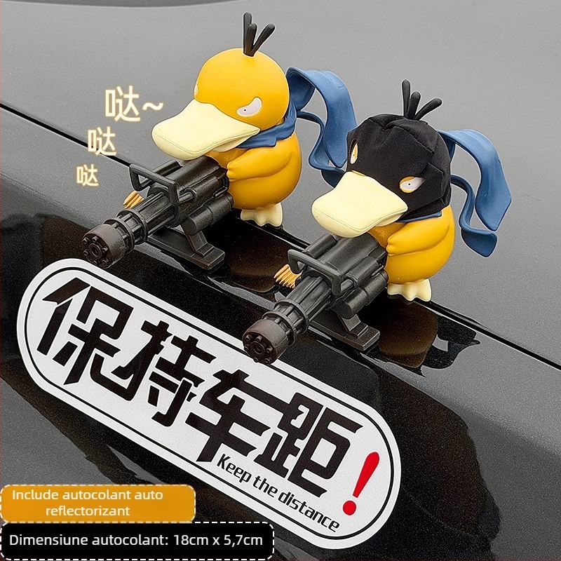 Ornament auto Gatling Psyduck – figură plușată drăguță pentru plafon și partea din spate a vehiculului