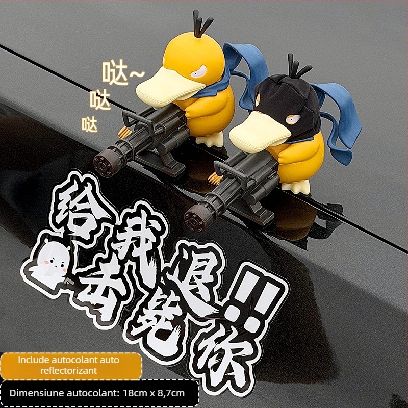 Ornament auto Gatling Psyduck – figură plușată drăguță pentru plafon și partea din spate a vehiculului