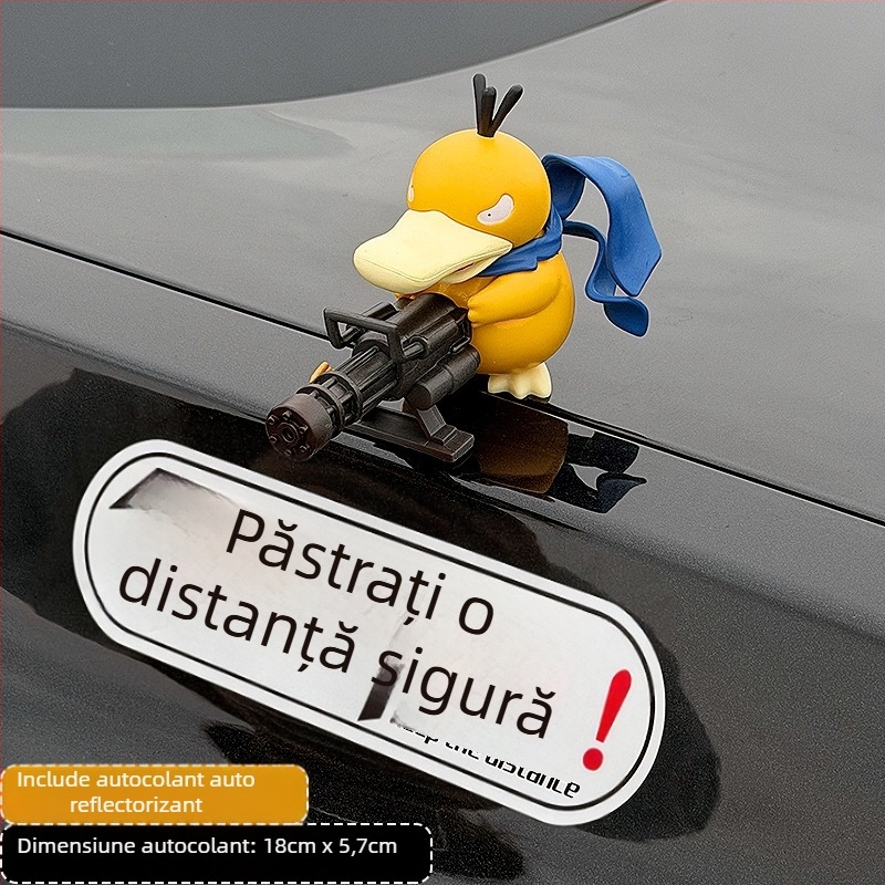 Ornament auto Gatling Psyduck – figură plușată drăguță pentru plafon și partea din spate a vehiculului