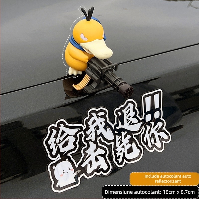 Ornament auto Gatling Psyduck – figură plușată drăguță pentru plafon și partea din spate a vehiculului