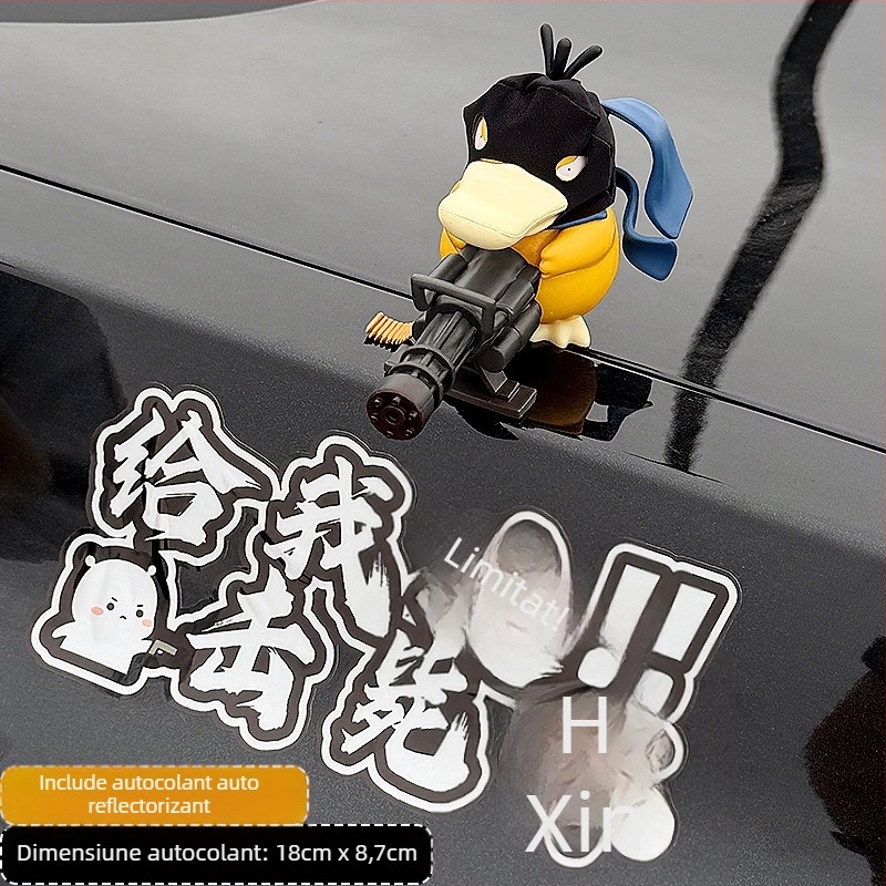 Ornament auto Gatling Psyduck – figură plușată drăguță pentru plafon și partea din spate a vehiculului