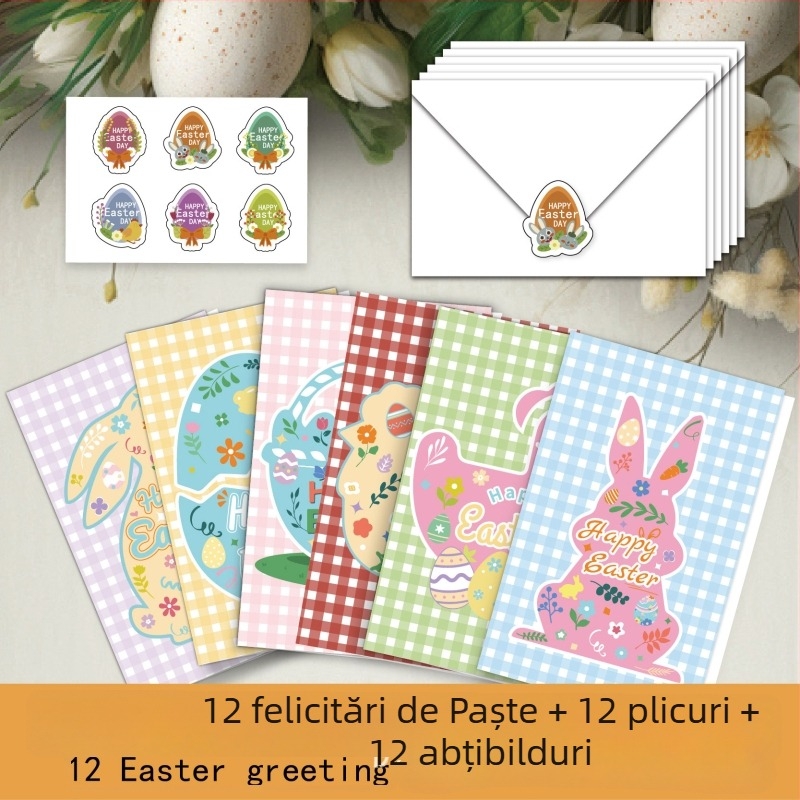 Card de Paște nou cu iepuraș, card pliabil pentru mesaje, decor DIY