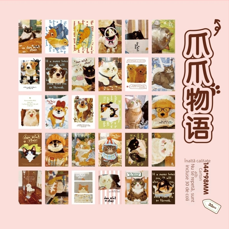 30 ilustrații anime moi și drăguțe — set de cărți poștale pictate manual, pentru felicitări și jurnale decorative