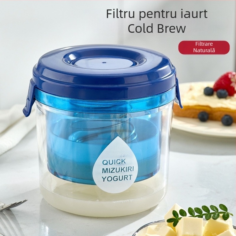 Filtru de iaurt și separator de zer, cu capac – recipient rotund, multifuncțional pentru bucătărie