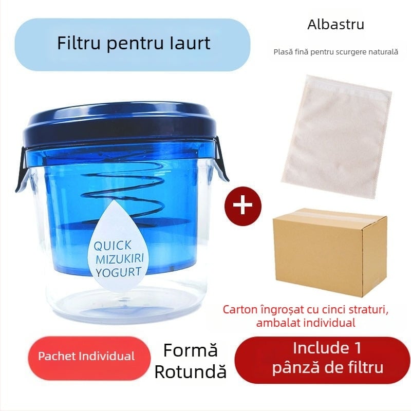 Filtru de iaurt și separator de zer, cu capac – recipient rotund, multifuncțional pentru bucătărie