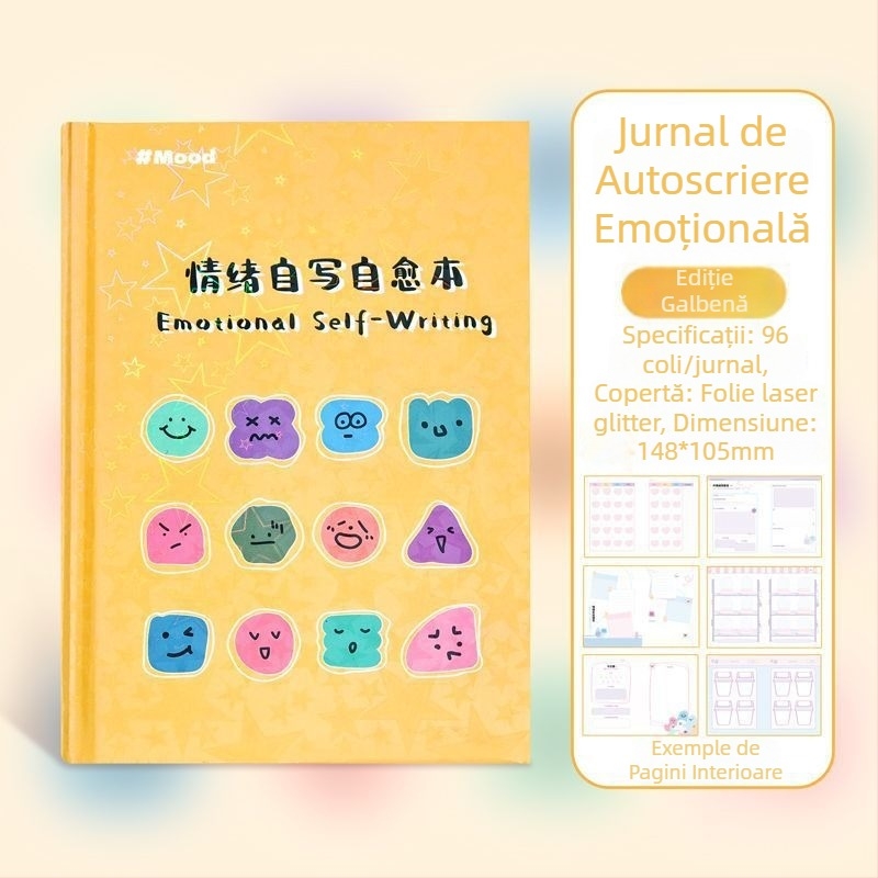 Jurnal pentru exprimarea emoțională și auto-vindecare, înregistrări de viață, note portabile, caiet pentru studenți, planner premium, note de program