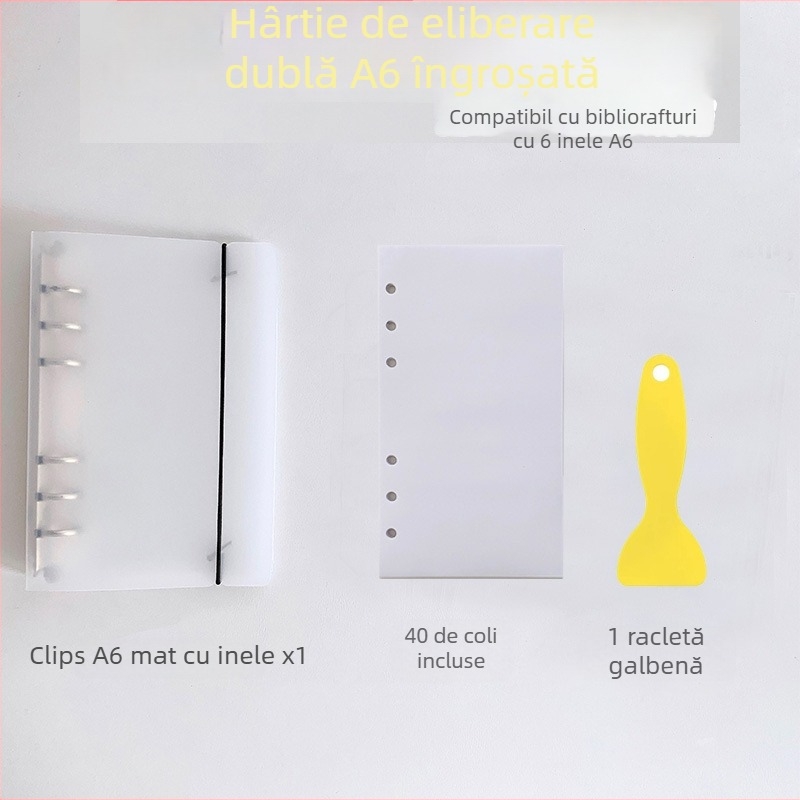 Jurnal gros cu hârtie de eliberare, cu două fețe, pagini detașabile, colecție de ilustrații cu autocolante și benzi washi