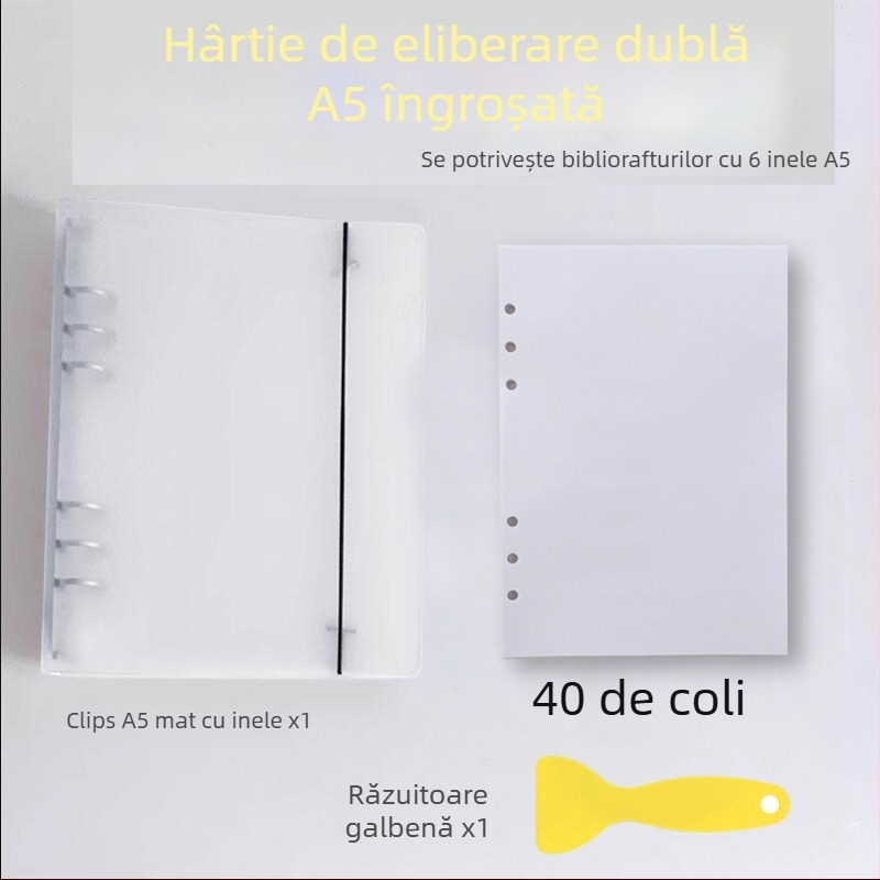Jurnal gros cu hârtie de eliberare, cu două fețe, pagini detașabile, colecție de ilustrații cu autocolante și benzi washi