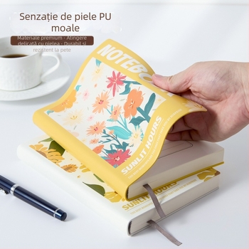 A5 carnet cu flori desenate manual, personalizabil pentru birou și studiu, copertă PU, legare cu fir și adeziv, hârtie Dowling, 100–200 de pagini.
