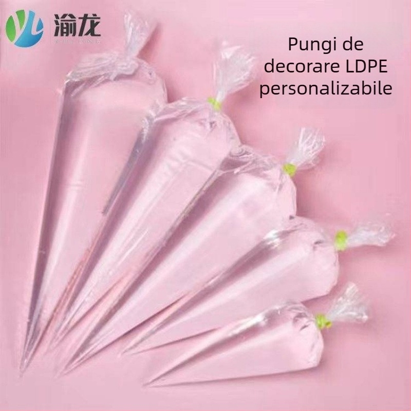 Pungi de decorare transparente, groase, de unică folosință, pentru cremă și decorarea prăjiturilor (PE)