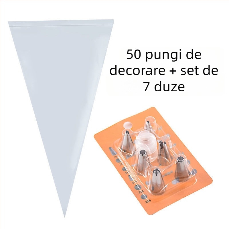 Pungi de decorare transparente, groase, de unică folosință, pentru cremă și decorarea prăjiturilor (PE)
