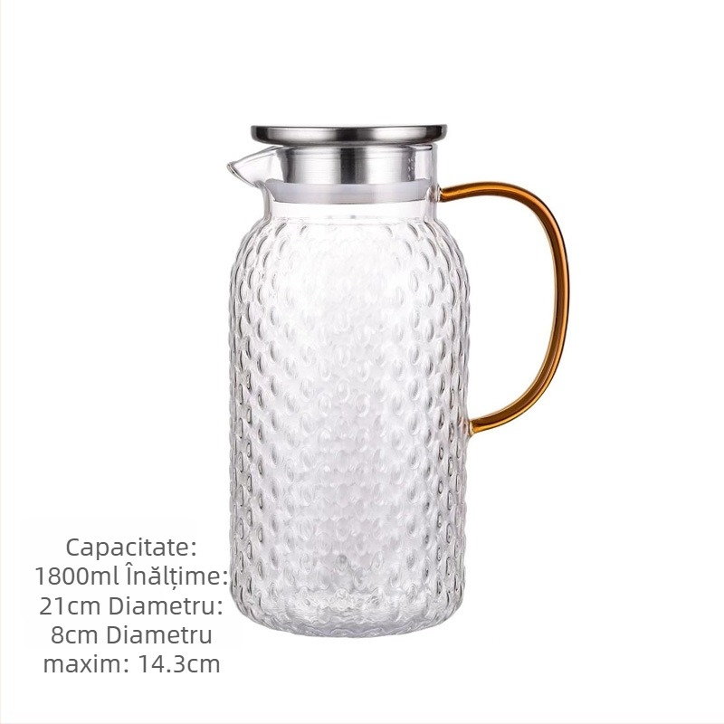Ceainic din sticlă borosilikat rezistent la căldură directă, capacitate mare, pentru uz casnic, apă rece