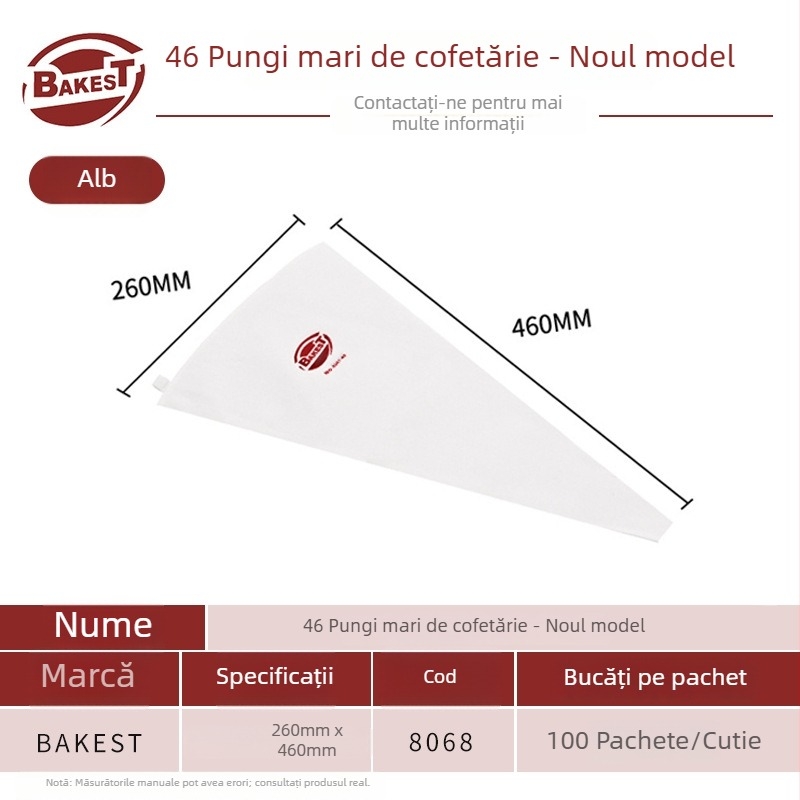Pungă de decorare din bumbac gros, mare, reutilizabilă, unealtă ecologică pentru coacere