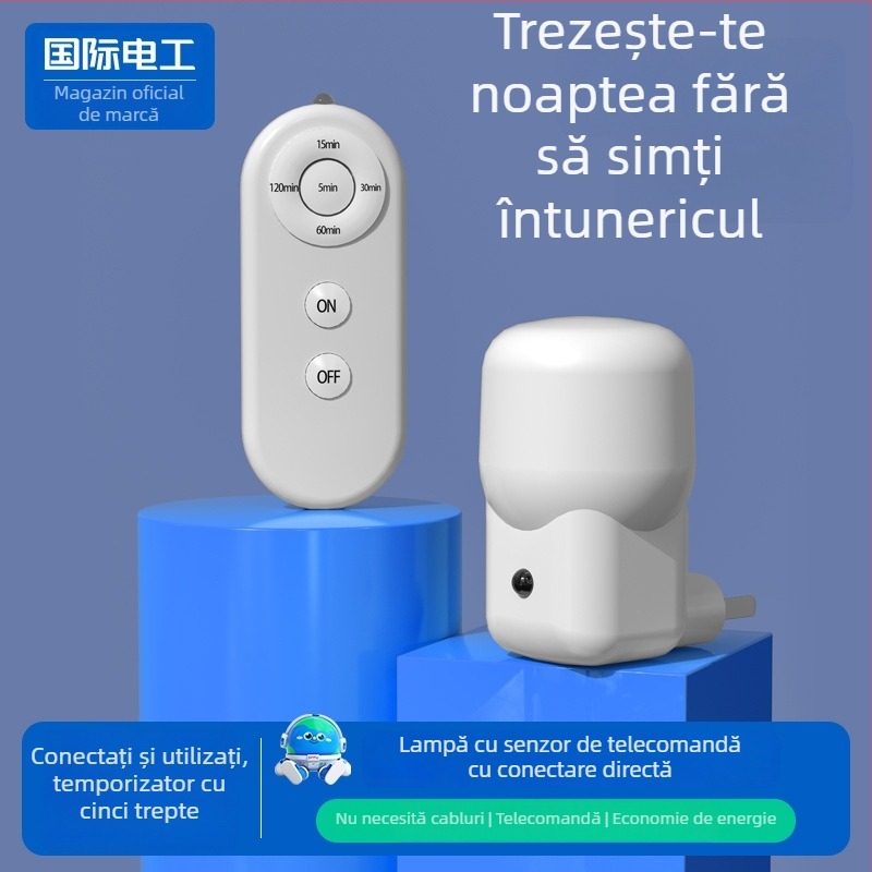 Lumină de noapte la priză pentru dormitor, potrivită pentru hrănirea bebelușului noaptea, protecția ochilor, cu telecomandă, veioză de lângă pat