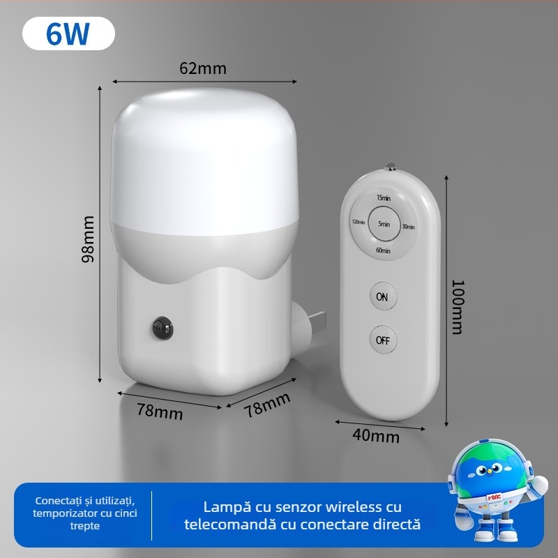 Lumină de noapte la priză pentru dormitor, potrivită pentru hrănirea bebelușului noaptea, protecția ochilor, cu telecomandă, veioză de lângă pat
