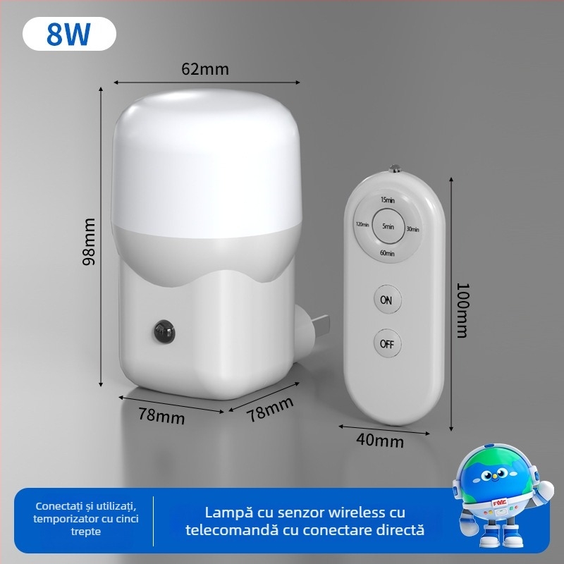Lumină de noapte la priză pentru dormitor, potrivită pentru hrănirea bebelușului noaptea, protecția ochilor, cu telecomandă, veioză de lângă pat