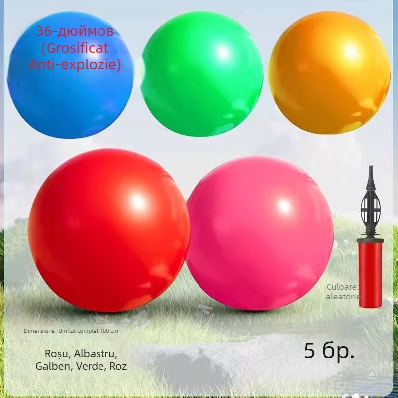 Balon din latex de 36 inch, extra mare, îngroșat, rezistent la explozie, minge elastică pentru copii, pentru joacă în aer liber pe gazon