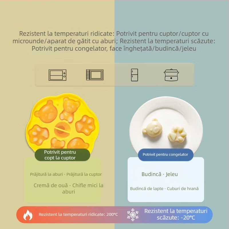 Formă pentru prăjituri la abur pentru hrana bebelușilor, silicon alimentar, design labă de pisică, potrivită pentru budincă de ou și prăjituri cu orez, formă de copt