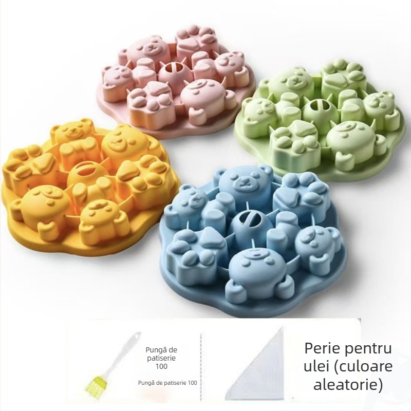 Formă pentru prăjituri la abur pentru hrana bebelușilor, silicon alimentar, design labă de pisică, potrivită pentru budincă de ou și prăjituri cu orez, formă de copt