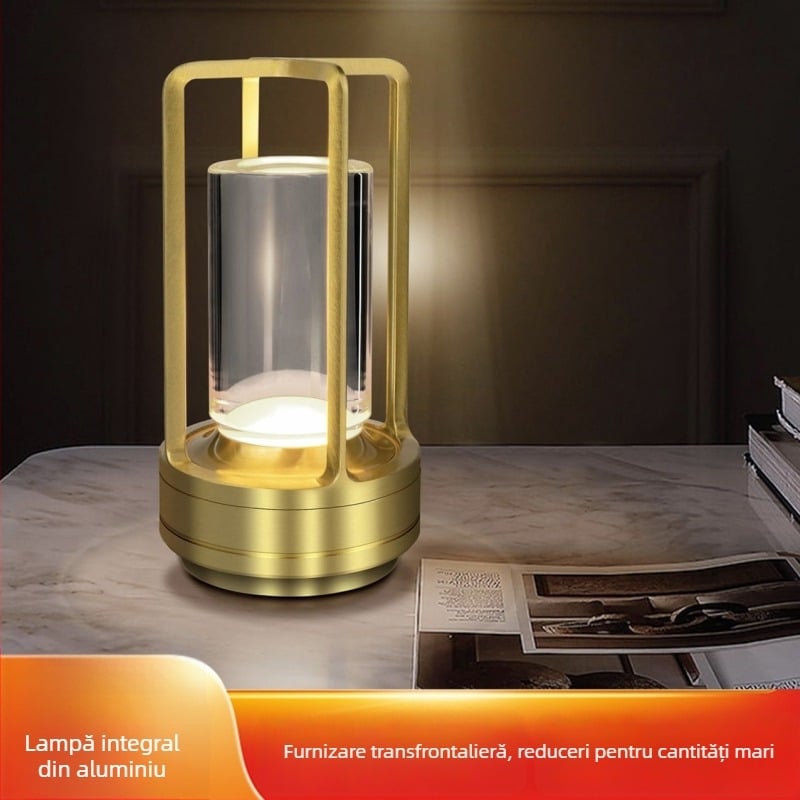 Lampă de masă LED în formă de cruce, din aluminiu, USB reîncărcabilă, control prin atingere, iluminare ambientală modernă pentru dormitor, bar și restaurant