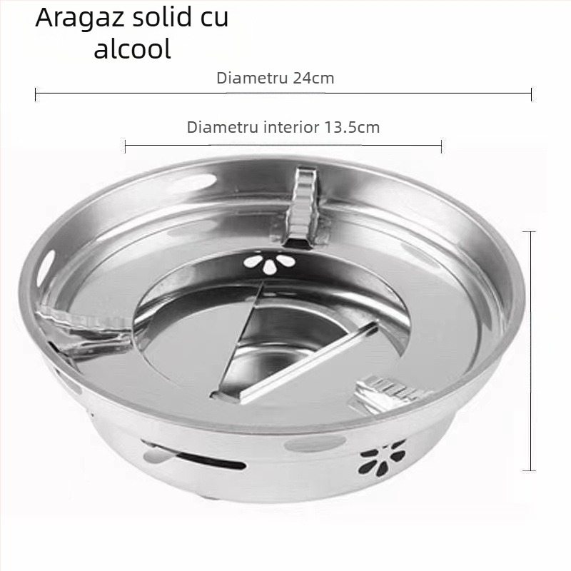 Oală din oțel inoxidabil pentru gătit uscat, cu bază groasă, 2,1–4 L, pentru plită și exterior
