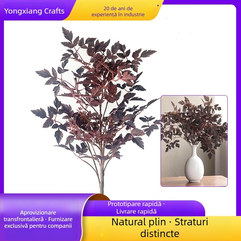 Frunze artificiale pe un singur viț de vie, cu frunze de arțar, decor pentru living, plantă verde, cunună de frunze
