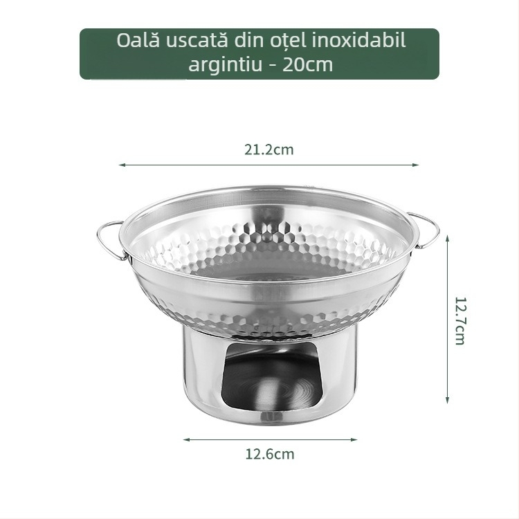 Oală din oțel inoxidabil, finisaj auriu Thai Tom Yum Goong pentru oală de hot pot și oală uscată, oală cu carne de vită și arzător cu alcool solid