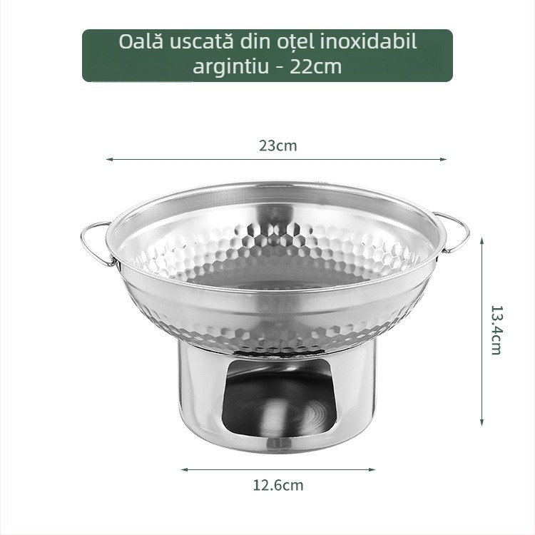 Oală din oțel inoxidabil, finisaj auriu Thai Tom Yum Goong pentru oală de hot pot și oală uscată, oală cu carne de vită și arzător cu alcool solid