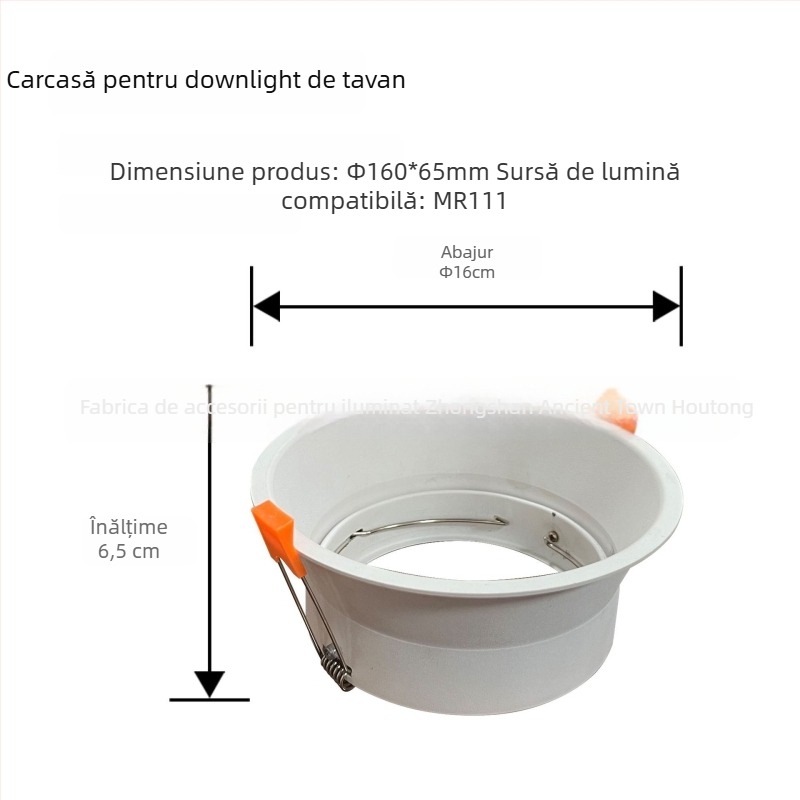 Inel de susținere pentru spot MR16/MR111, carcasă din aluminiu, finisaj pudrat, dimensiuni 160x160x65 mm, modele HF-T054/HF-T055/HF-T056