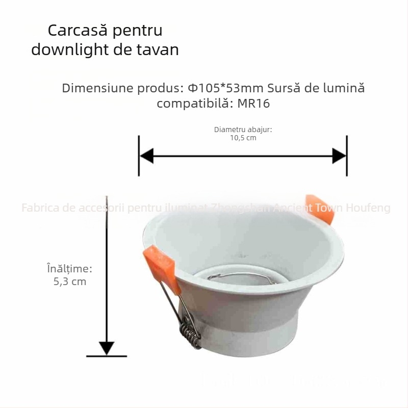 Inel de susținere pentru spot MR16/MR111, carcasă din aluminiu, finisaj pudrat, dimensiuni 160x160x65 mm, modele HF-T054/HF-T055/HF-T056